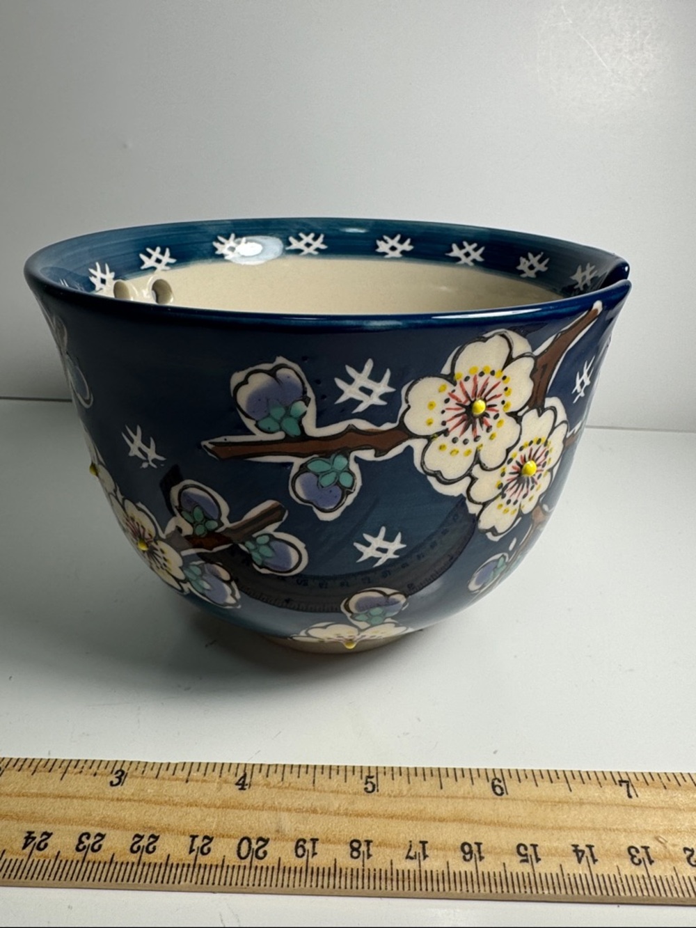 Ramen bowl 5 inch  Blue Floral Ceramic Bowl really nice